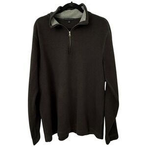 Banana Republic Men's L Gray 1/4‎ Zip Ribbed Sweatshirt 100% Cotton Pullover